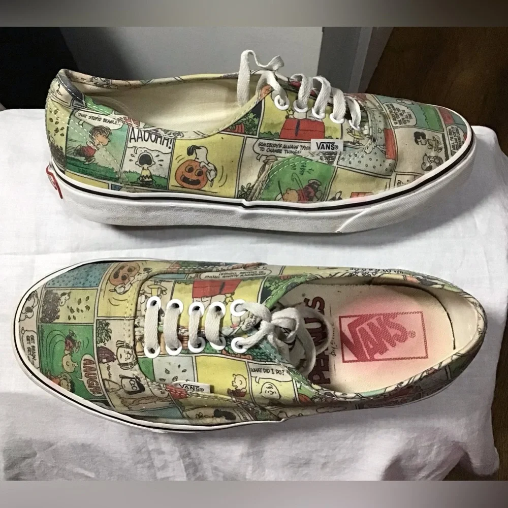 Vans x Peanuts Multicolor Canvas Sneakers Sz 9 Mn 10.5 Wm